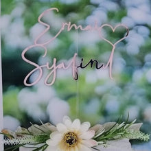 Load image into Gallery viewer, Cake Topper Mirror Gold Artcard and Acrylic for Wedding, Engagement, Pengantin Baru, Bertunang E-day dll