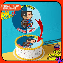 Load image into Gallery viewer, Printing EI Batman & Superman Cute Edible Image Print Cake Photo Icing Paper Birthday Sticker Kek Topper Sheet