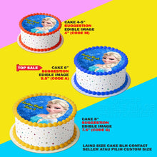 Load image into Gallery viewer, Printing EI Custom Name Frozen (Blue Background) Edible Image Print Cake Photo Icing Paper Birthday Sticker Kek Topper