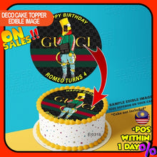 Load image into Gallery viewer, Printing EI Simpson Gucci X Supreme Edible Image Print Cake Photo Icing Paper Birthday Sticker Kek Topper Sheet