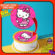 Load image into Gallery viewer, Printing EI Cute Pink Hello Kitty Edible Image Print Cake Photo Icing Paper Birthday Sticker Kek Topper Sheet