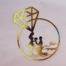 Load image into Gallery viewer, Cake Topper Mirror Gold Artcard and Acrylic for Wedding, Engagement, Pengantin Baru, Bertunang E-day dll