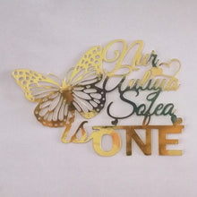 Load image into Gallery viewer, Cake Topper Mirror Gold Artcard and Acrylic for Wedding, Engagement, Pengantin Baru, Bertunang E-day dll