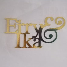 Load image into Gallery viewer, Cake Topper Mirror Gold Artcard and Acrylic for Wedding, Engagement, Pengantin Baru, Bertunang E-day dll