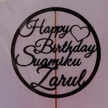 Load image into Gallery viewer, Cake Topper Mirror Gold Artcard and Acrylic for Wedding, Engagement, Pengantin Baru, Bertunang E-day dll