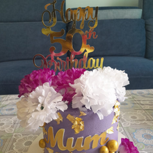 Load image into Gallery viewer, Cake Topper Mirror Gold Artcard and Acrylic for Wedding, Engagement, Pengantin Baru, Bertunang E-day dll