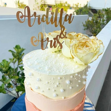 Load image into Gallery viewer, Cake Topper Mirror Gold Artcard and Acrylic for Wedding, Engagement, Pengantin Baru, Bertunang E-day dll
