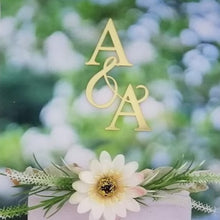 Load image into Gallery viewer, Cake Topper Mirror Gold Artcard and Acrylic for Wedding, Engagement, Pengantin Baru, Bertunang E-day dll
