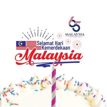 Load image into Gallery viewer, Ready Stock Cake Topper Hari Kemerdekaan Kebangsaan Independence National Day Malaysia Merdeka Flag Bendera 2022
