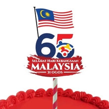 Load image into Gallery viewer, Ready Stock Cake Topper Hari Kemerdekaan Kebangsaan Independence National Day Malaysia Merdeka Flag Bendera 2022
