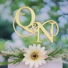 Load image into Gallery viewer, Cake Topper Mirror Gold Artcard and Acrylic for Wedding, Engagement, Pengantin Baru, Bertunang E-day dll
