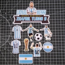 Load image into Gallery viewer, [CUSTOM NAME] Happy Birthday Cake Topper Messi Argentina Decoration Set Party Accessories Banner Hiasan Kek Design
