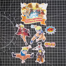 Load image into Gallery viewer, [CUSTOM NAME] Happy Birthday Cake Topper Naruto Decoration Set Party Accessories Banner Hiasan Kek Design
