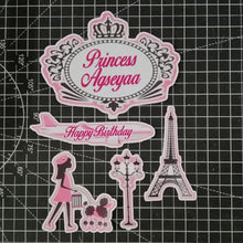 Load image into Gallery viewer, [CUSTOM NAME] Happy Birthday Cake Topper Paris Decoration Set Party Accessories Banner Hiasan Kek Design
