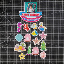 Load image into Gallery viewer, [CUSTOM NAME] Happy Birthday Cake Topper Mermaid Decoration Set Party Accessories Banner Hiasan Kek Design
