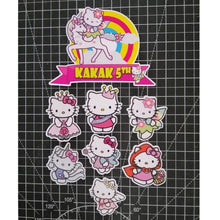 Load image into Gallery viewer, [CUSTOM NAME] Happy Birthday Cake Topper Hello Kitty Decoration Set Party Accessories Banner Hiasan Kek Design

