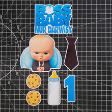 Load image into Gallery viewer, [CUSTOM NAME] Happy Birthday Cake Topper Boss Baby Decoration Set Party Accessories Banner Hiasan Kek Design
