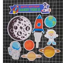 Load image into Gallery viewer, [CUSTOM NAME] Happy Birthday Cake Topper Astronaut Angkasawan Decoration Set Party Accessories Banner Hiasan Kek Design
