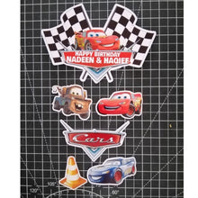 Load image into Gallery viewer, [CUSTOM NAME] Happy Birthday Cake Topper Car McQueen Decoration Set Party Accessories Banner Hiasan Kek Design
