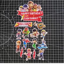 Load image into Gallery viewer, [CUSTOM NAME] Happy Birthday Cake Topper BoBoiBoy Decoration Set Party Accessories Banner Hiasan Kek Design

