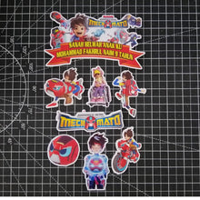 Load image into Gallery viewer, [CUSTOM NAME] Happy Birthday Cake Topper MechaBot Mechamato Decoration Set Party Accessories Banner Hiasan Kek Design
