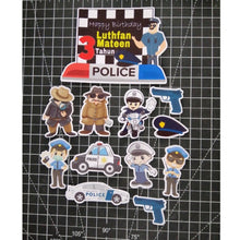 Load image into Gallery viewer, [CUSTOM NAME] Happy Birthday Cake Topper Police Decoration Set Party Accessories Banner Hiasan Kek Design
