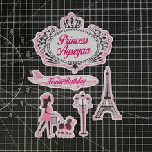 Load image into Gallery viewer, [CUSTOM NAME] Happy Birthday Cake Topper Paris Decoration Set Party Accessories Banner Hiasan Kek Design
