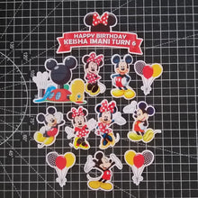 Load image into Gallery viewer, READY STOCK Happy Birthday Cake Topper Mickey Minnie Mouse Decoration Set Party Accessories Banner Hiasan Kek Design
