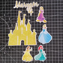 Load image into Gallery viewer, [CUSTOM NAME] Happy Birthday Cake Topper Princess Decoration Set Party Accessories Banner Hiasan Kek Design
