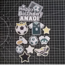 Load image into Gallery viewer, [CUSTOM NAME] Happy Birthday Cake Topper Bola Sepak Decoration Set Party Accessories Banner Hiasan Kek Design
