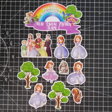 Load image into Gallery viewer, [CUSTOM NAME] Happy Birthday Cake Topper Sofia The First Decoration Set Party Accessories Banner Hiasan Kek Design
