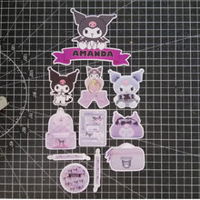 Load image into Gallery viewer, [CUSTOM NAME] Happy Birthday Cake Topper Kuromi Decoration Set Party Accessories Banner Hiasan Kek Design
