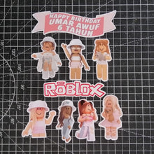 Load image into Gallery viewer, [CUSTOM NAME] Happy Birthday Cake Topper ROBLOX Girl Decoration Set Party Accessories Banner Hiasan Kek Design
