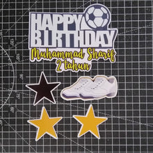 Load image into Gallery viewer, [CUSTOM NAME] Happy Birthday Cake Topper Football Bola Sepak Decoration Set Party Accessories Banner Hiasan Kek Design
