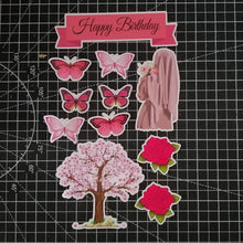 Load image into Gallery viewer, [CUSTOM NAME] Happy Birthday Cake Topper Sakura Girl Flaweer Decoration Set Party Accessories Banner Hiasan Kek Design
