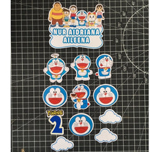 Load image into Gallery viewer, [CUSTOM NAME] Happy Birthday Cake Topper Doraemon Decoration Set Party Accessories Banner Hiasan Kek Design
