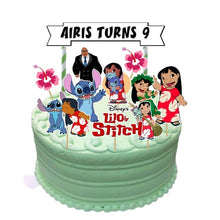 Load image into Gallery viewer, [CUSTOM NAME] Happy Birthday Cake Topper Lilo &amp; Stitch Decoration Set Party Accessories Banner Hiasan Kek Design
