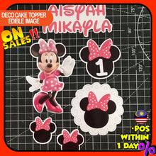 Load image into Gallery viewer, [CUSTOM NAME] Happy Birthday Cake Topper Minnie Mouse Decoration Set Party Accessories Banner Hiasan Kek Design
