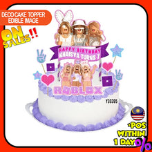 Load image into Gallery viewer, [CUSTOM NAME] Happy Birthday Cake Topper Roblox Girl Decoration Set Party Accessories Banner Hiasan Kek Design
