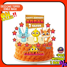 Load image into Gallery viewer, [CUSTOM NAME] Happy Birthday Cake Topper Tabi Land Decoration Set Party Accessories Banner Hiasan Kek Design
