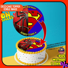 Load image into Gallery viewer, Printing EI Logo Spiderman X Logo Superman Edible Image Print Cake Photo Icing Paper Birthday Sticker Kek Topper Sheet
