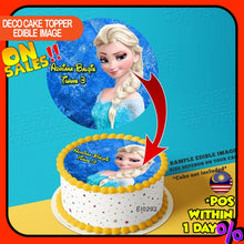 Load image into Gallery viewer, Printing EI Custom Name Frozen (Blue Background) Edible Image Print Cake Photo Icing Paper Birthday Sticker Kek Topper
