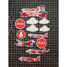 Load image into Gallery viewer, [CUSTOM NAME] Happy Birthday Cake Topper AirAsia Decoration Set Party Accessories Banner Hiasan Kek Design
