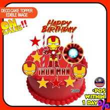 Load image into Gallery viewer, [CUSTOM NAME] Happy Birthday Cake Topper Iron Man Decoration Set Party Accessories Banner Hiasan Kek Design
