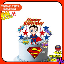 Load image into Gallery viewer, [CUSTOM NAME] Happy Birthday Cake Topper Superman Decoration Set Party Accessories Banner Hiasan Kek Design
