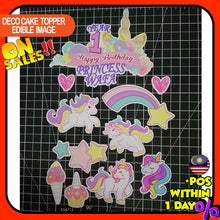 Load image into Gallery viewer, [CUSTOM NAME] Happy Birthday Cake Topper Unicorn Rainbow Decoration Set Party Accessories Banner Hiasan Kek Design
