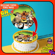 Load image into Gallery viewer, Printing EI Madagascar cartoonEdible Image Print Cake Photo Icing Paper Birthday Sticker Kek Topper Sheet
