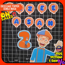 Load image into Gallery viewer, [CUSTOM NAME] Happy Birthday Cake Topper Blippi Decoration Set Party Accessories Banner Hiasan Kek Design
