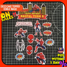 Load image into Gallery viewer, [CUSTOM NAME] Happy Birthday Cake Topper SpiderMan Decoration Set Party Accessories Banner Hiasan Kek Design
