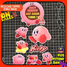 Load image into Gallery viewer, [CUSTOM NAME] Happy Birthday Cake Topper Kirby Decoration Set Party Accessories Banner Hiasan Kek Design
